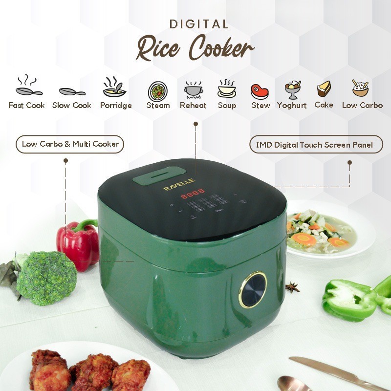 Ravelle Digital Low Carbo Premium Rice Cooker 3 Liter Low Sugar