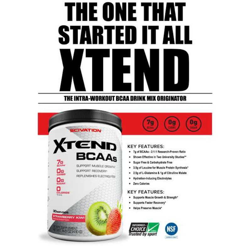 X TEND XTEND BCAA SCIVATION 30 SERVING BCAA POWDER SUPLEMEN FITNES KESEHATAN GYM MAKANAN RECOVERY