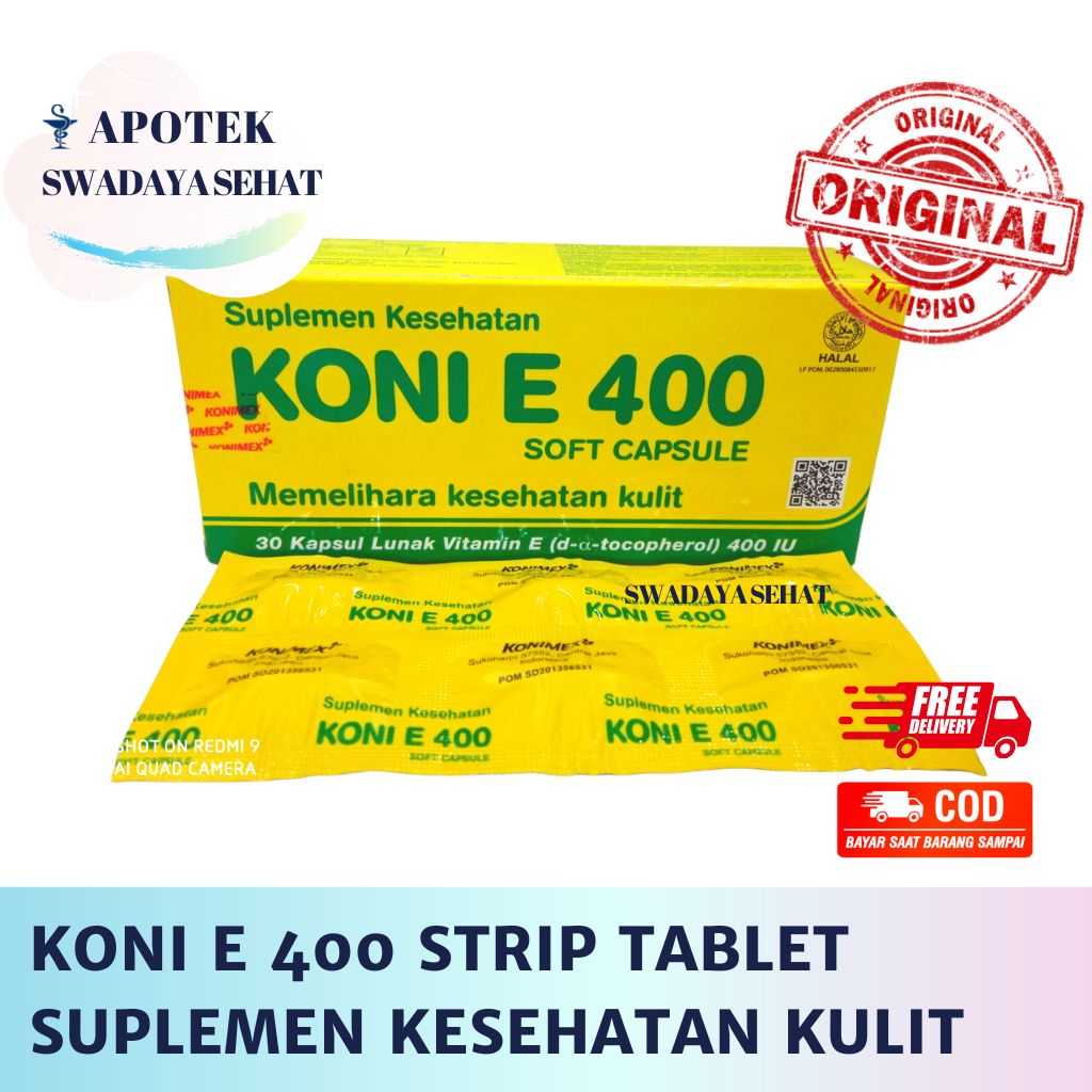 KONI E 400 Strip Kapsul - Suplemen Vitamin E 400IU Kesehatan Mencerahkan Kulit