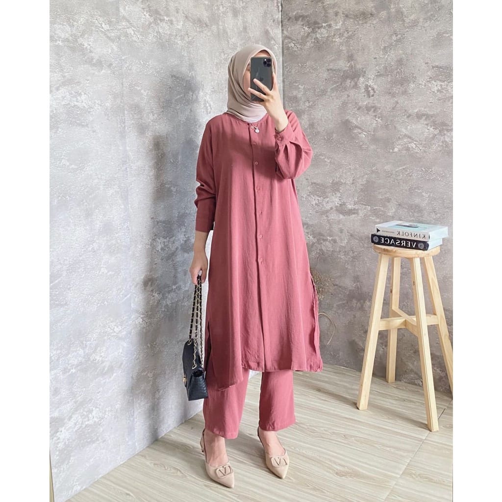 ZIVILIA ONESET CRINCLE AIRFLOW POLOS / SETELAN BAJU WANITA TERBARU / SETELAN BAJU WANITA TUNIK DAN K