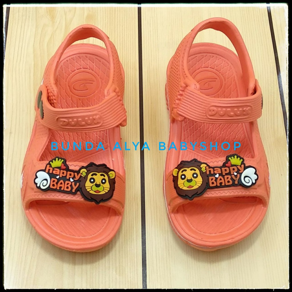 Sendal Anak Laki Laki Usia 3 4 5 Tahun ORANGE Karet Elastis - Sepatu Sendal Anak Cowok Karet Animal Lion Anti Licin Size 24 - 29