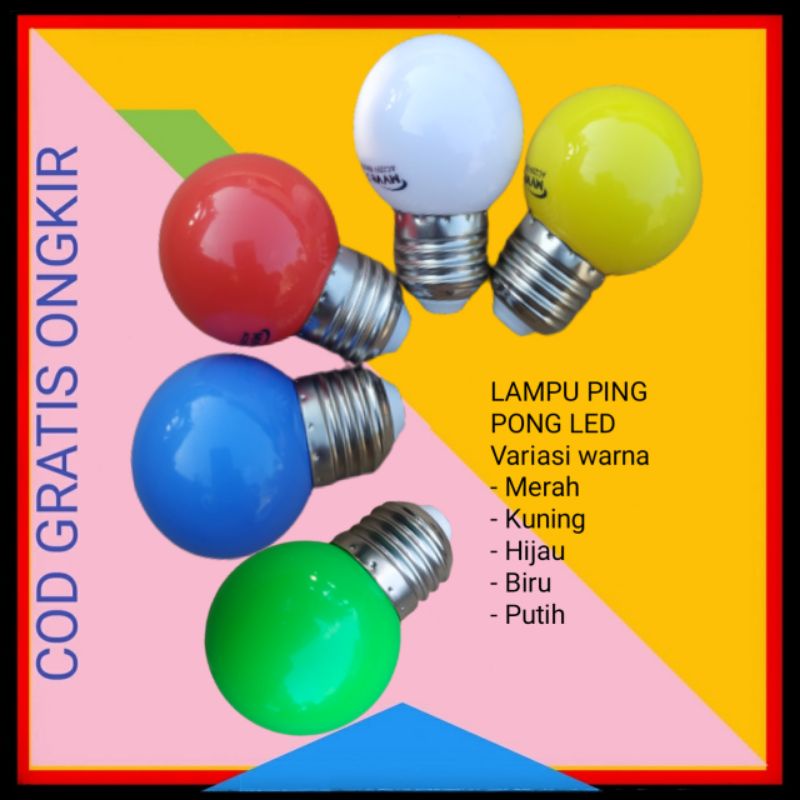 LAMPU LED PINGPONG WARNA WARNI 3 WATT MURAH