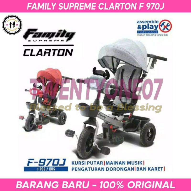 Sepeda Anak Roda 3 Tiga Family Supreme Clarton F 970 J 970J Mudah Dirakit Tanpa Alat