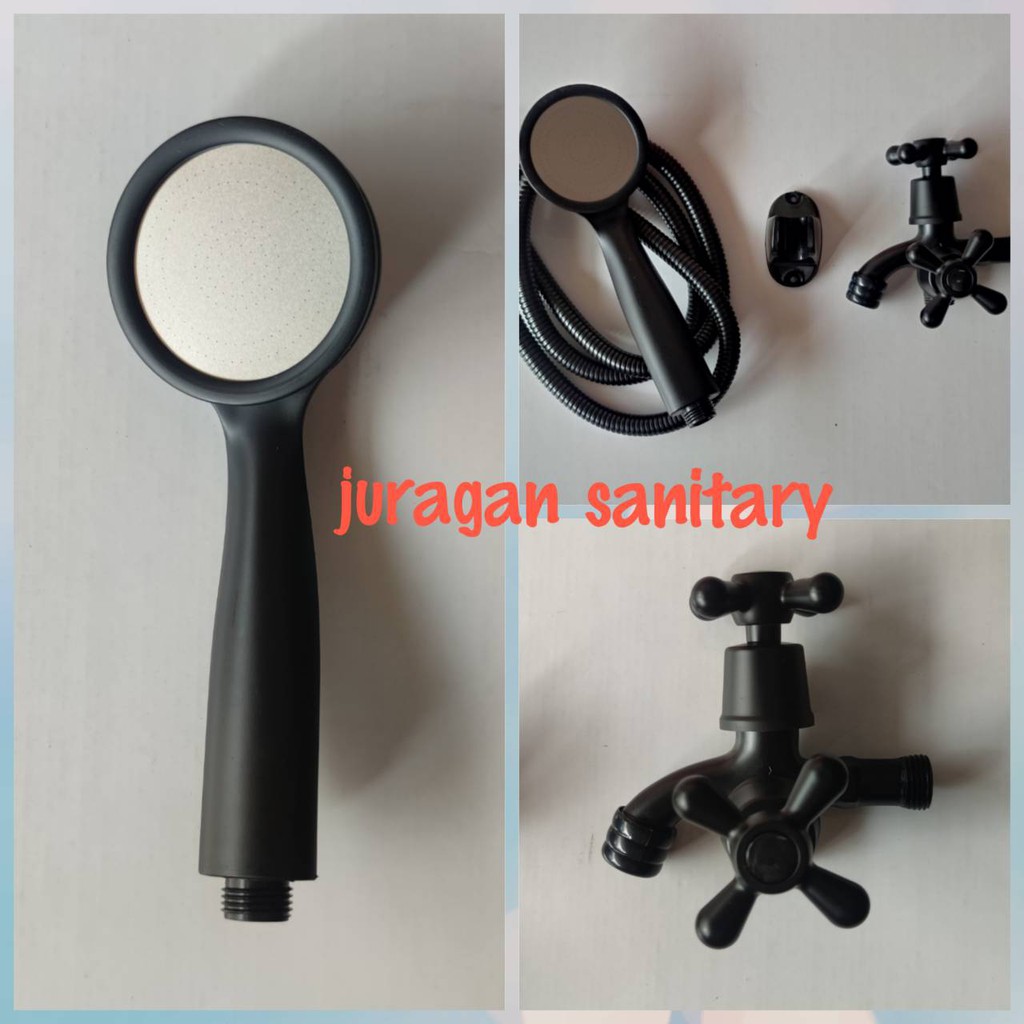Paket Shower / Shower Mandi Hitam / Kran Cabang Hitam