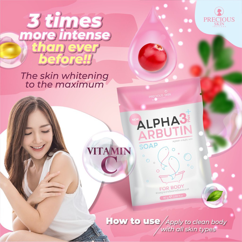 ❤️ Cloudy ❤️ Precious Skin Alpha Arbutin 3 Plus Collagen Whitening Soap / Sabun Pemutih Badan / Sabun / Soap 80g Original 100%