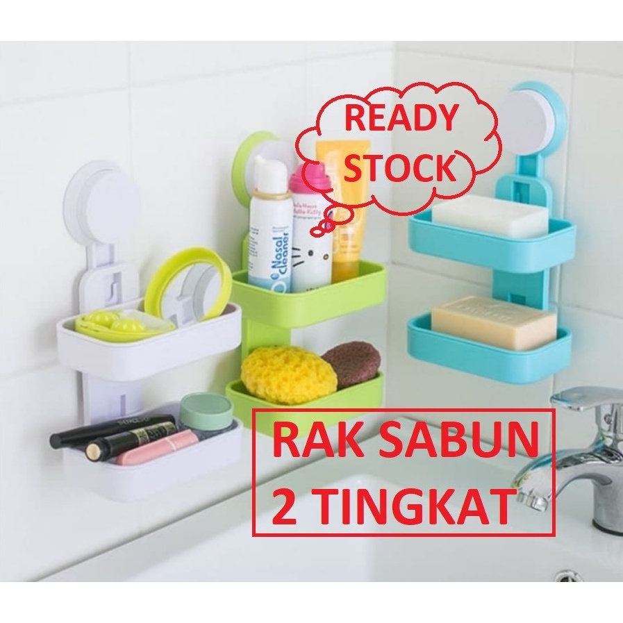 Rak sabun Plastik rak 2 Tingkat rak Gantung Tempel tempat sabun toilet
