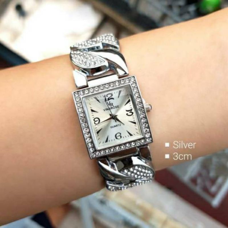 jam tangan wanita kotak kempang rantai