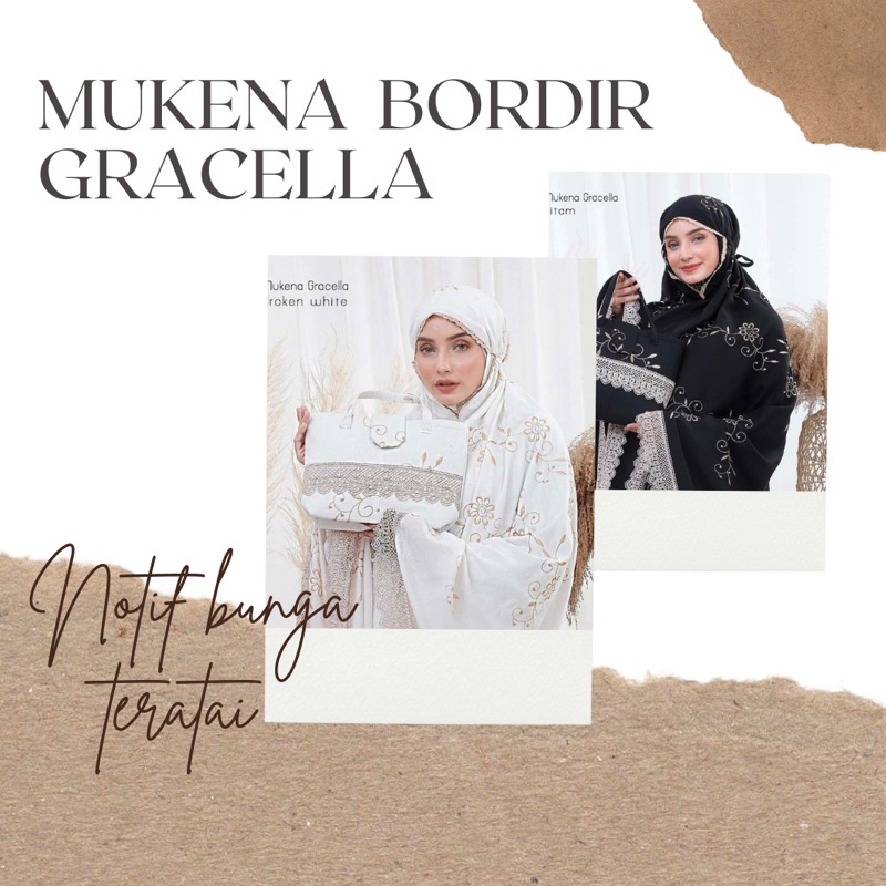 Mukena Bordir Gracella Motif Bunga Teratai Dewasa