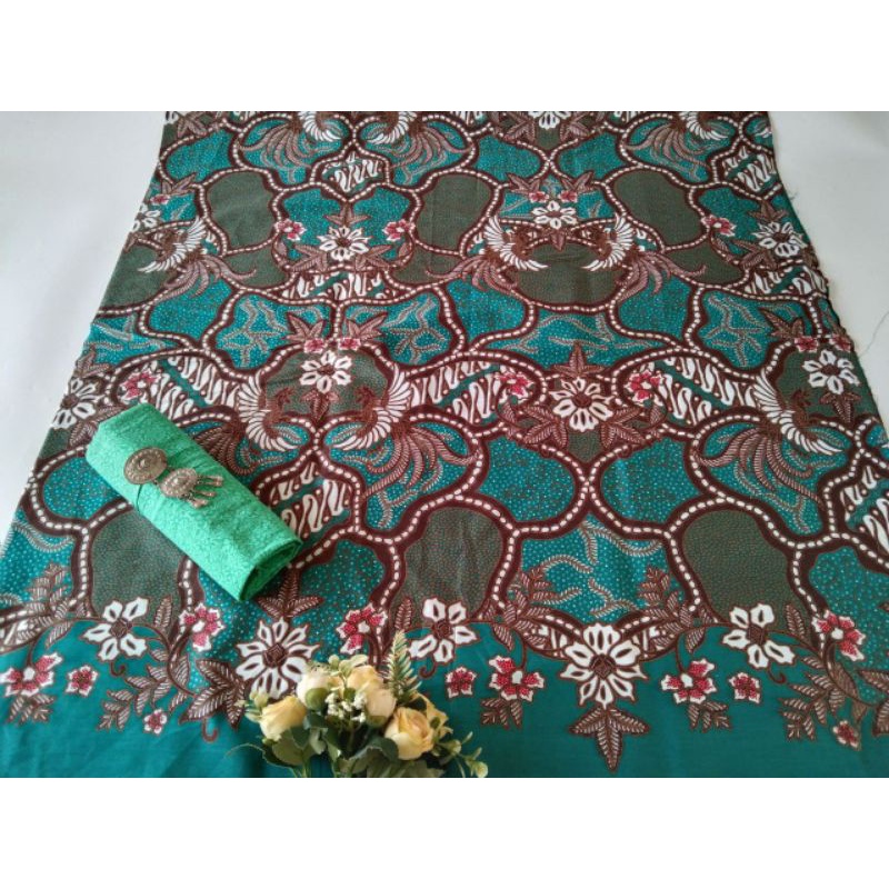 Kain Batik Jarik Kebaya Kode 1546 Couple Katun Printing Sogan Lawasan Seragam Bridesmaid Meteran TJ