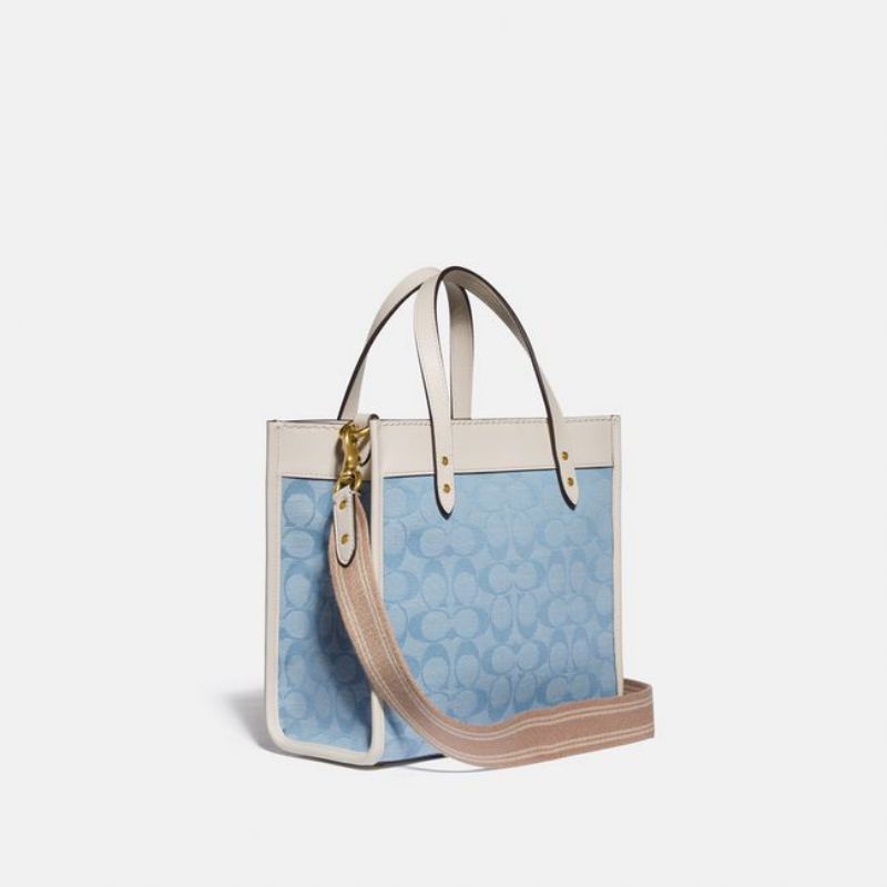 Coach Field Tote 22 In Signature Chambray(C4692)