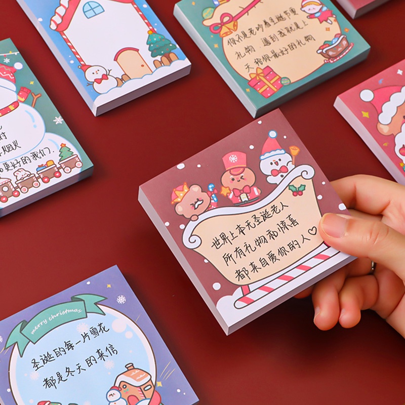 50 Sheets Cute Cartoon Christmas Sticky Notes Student Merry Christmas Memo Pad