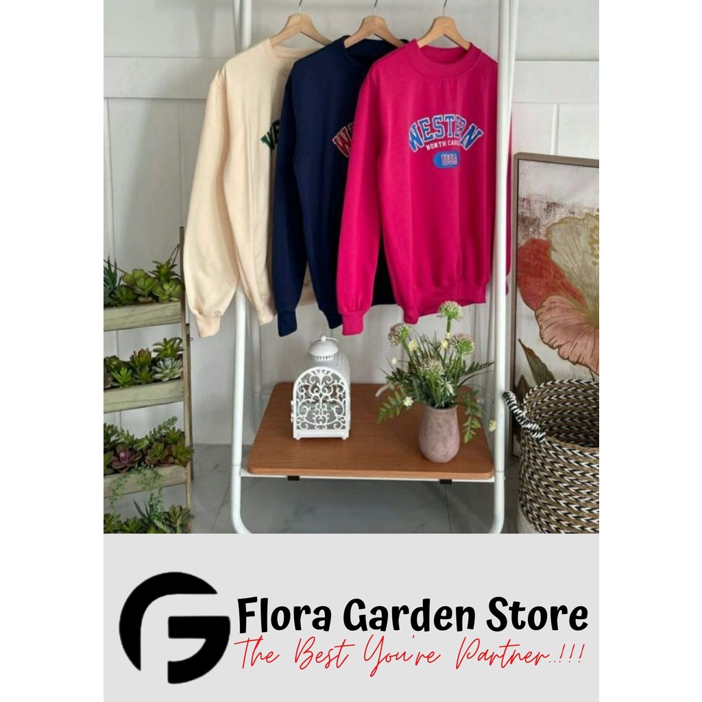 WESTERN SWEATER CREWNECK WANITA TERBARU CREWNECK BAHAN FLEECE SWEATER WESTERN CREWNECK WANITA
