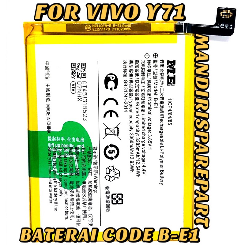 Batre Baterai Vivo Y71 Code B-E1 Original New Batre Vivo Y71
