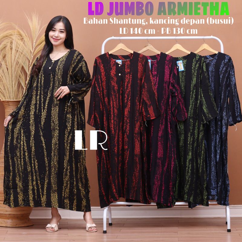Daster Panjang Longdres Jumbo Armietha Vanesa Kancing Depan Busui Adem Halus Murah LENGAN PANJANG Ba