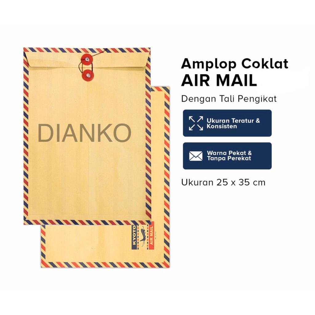 

Amplop Coklat Tali Air Mail 310 Folio MAP FOLIO Map Lamaran Kerja 1 Pack (10 Pcs)