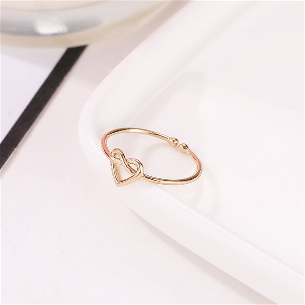 【COD Tangding】Cincin Simple Tipis Model Terbuka Desain Hati Hollow Adjustable untuk Wanita