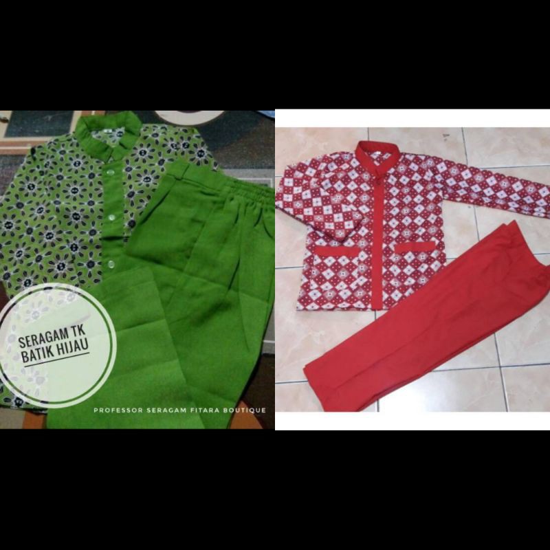 seragam batik merah TK paud TPA