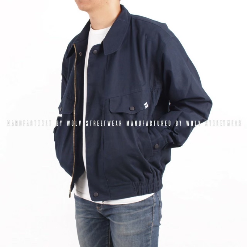 WOLV ORIGINAL Jaket Pilot Jaket Flight Jaket Vintage Jaket Bomber Biru Navy