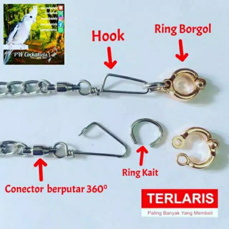 Tali burung Lovebird Dan Parbeng  stainless steel ukuran diameter 4 MM/6MMdan 7 MM