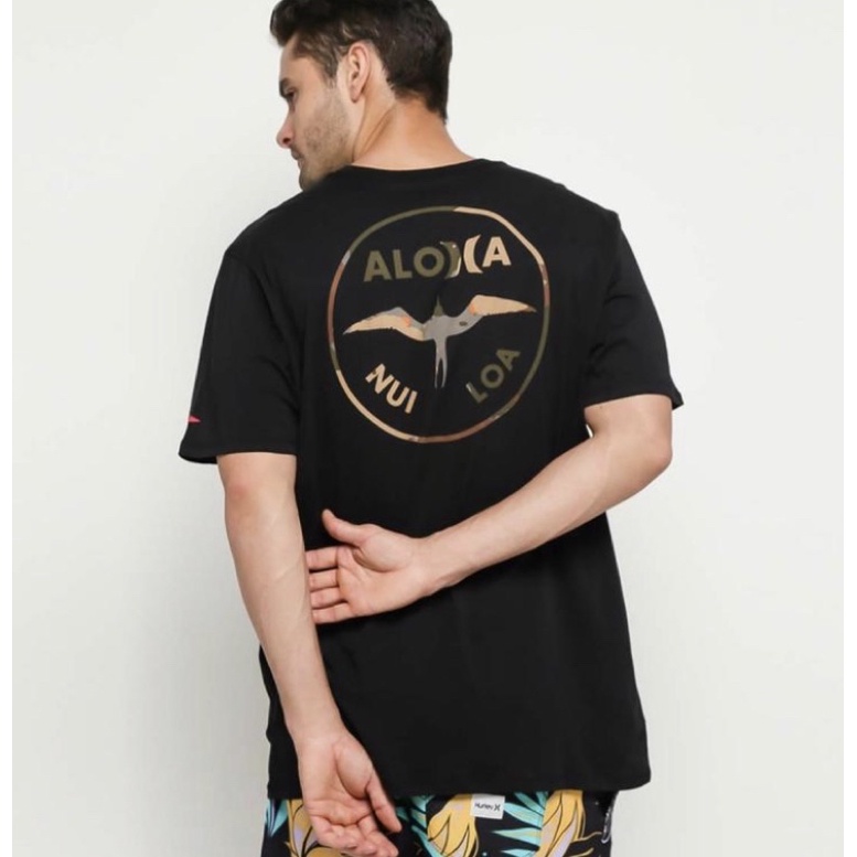 hurley baju hitam kaos aloka nui loa original 100%