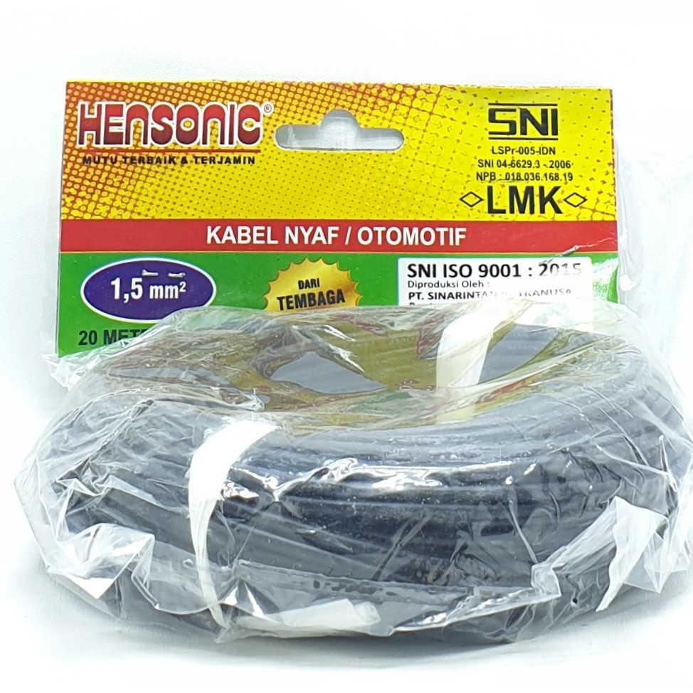 Hensonic NYAF 1,5mm 20M Kabel Listrik Kabel NYAF Kabel Otomotif 1,5mm Serabut SNI LMK 20Mtr Full