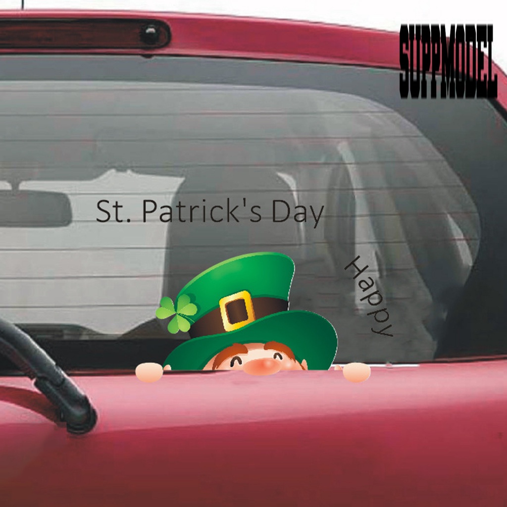 Stiker Jendela Mobil Motif Tulisan Happy St Patricks Day DIY