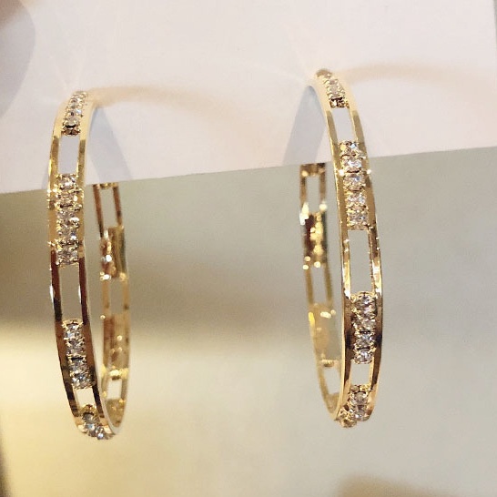 Anting Jarum Perak Zirkon Model Lubang Bahan Logam