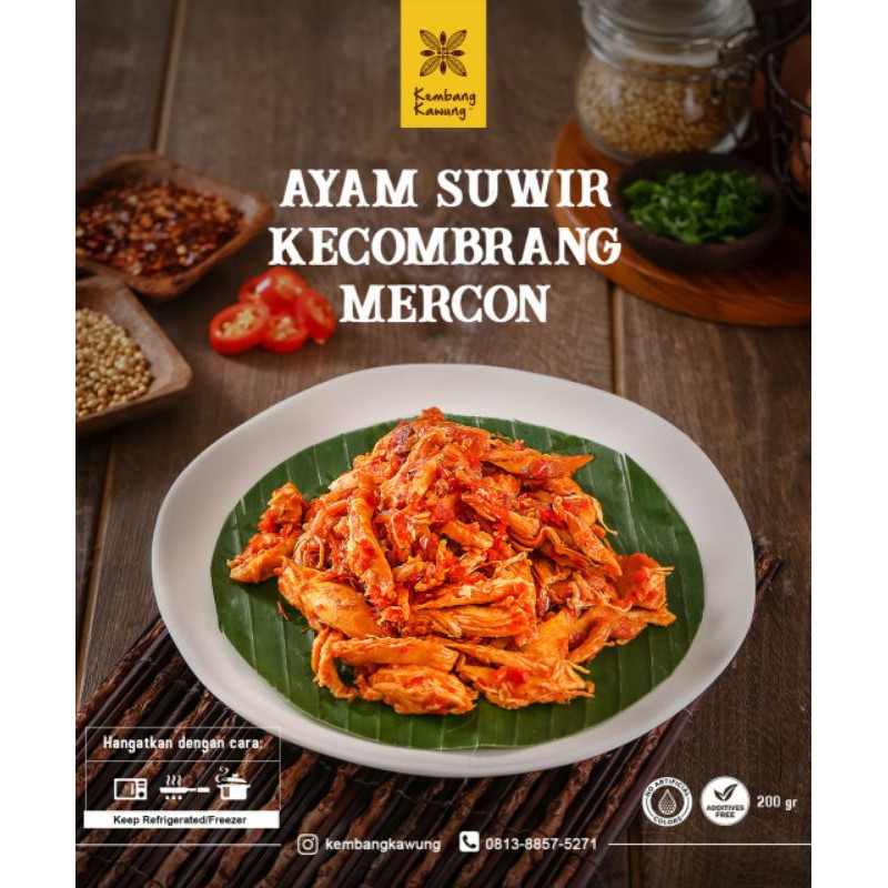 

Frozen Vacuum / Siap Saji - Ayam Suwir Kecombrang Mercon (Super Pedas) Kembang Kawung @120gr/200gr