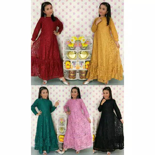 Pre Order Gamis Brokat Mewah Anak umur 8 sampai 12 tahun