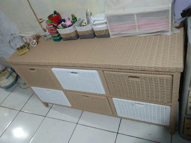 Lemari / Laci Rotan Sintetis Isi 6 Model Samping