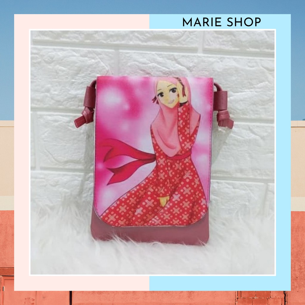 -- DISKON LEBARAN -- EDISI HIJAB SLING BAG SLING PHONE HP PRINTING TAS FASHION LUCU