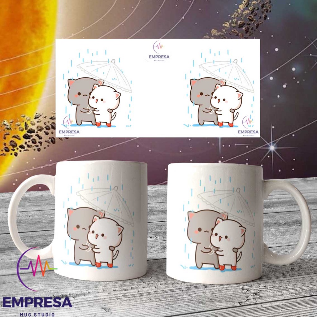 Peach and Goma Cute Rain Mug