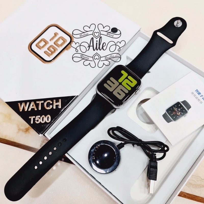 Smartwatch T500 Smartwatch T500 SWT500 COD-Hitam ring silver