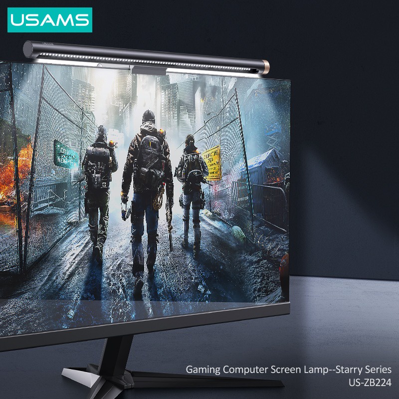 USAMS ZB224 Lampu Layar Monitor Aluminium Alloy Computer Gaming Screen Lamp Front Light + Back Light