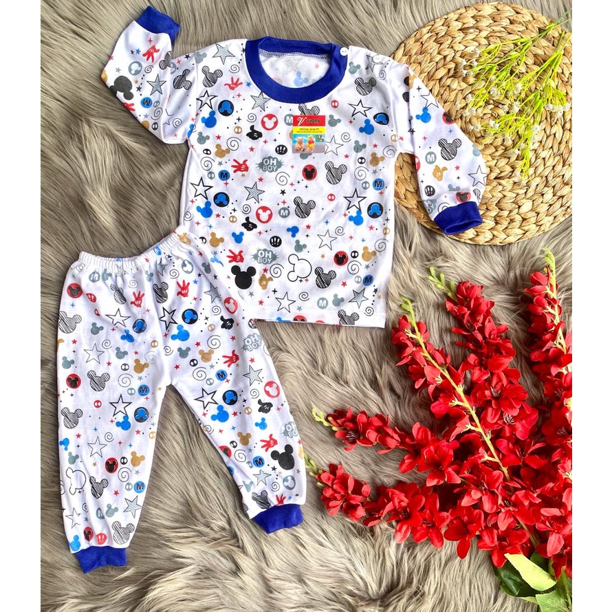 stelan baju bayi laki laki perempuan murah lucu motif mickey ohboy 3-18 bulan (ONE SIZE)