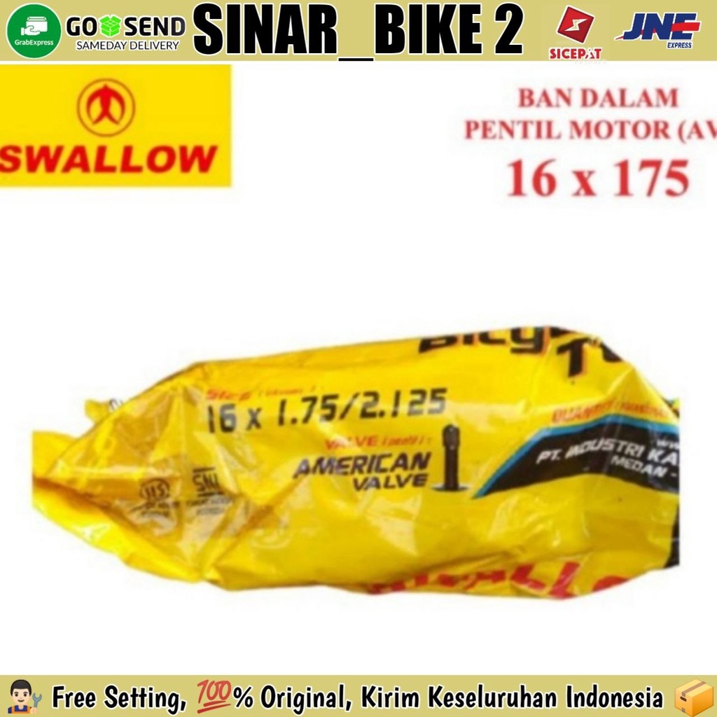 Swallow Ban Dalam Sepeda 16 x 1.75 175, 190, 195, 200, 210, 2125 2.125