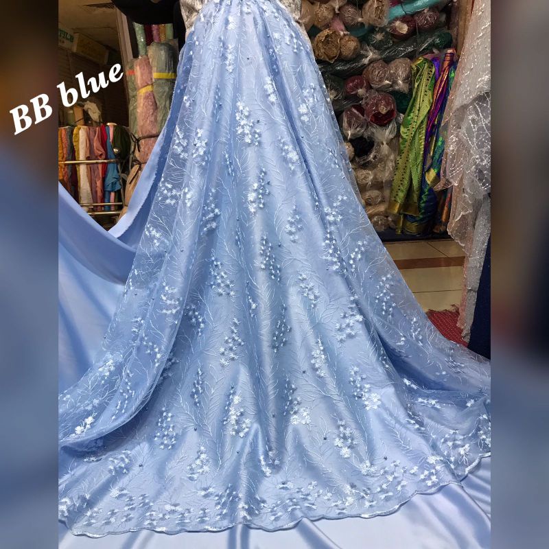 Kain Tile Brokat Mutiara gliter/kain Tile Tulle Akar Brokat Mutiara harga 0,5m