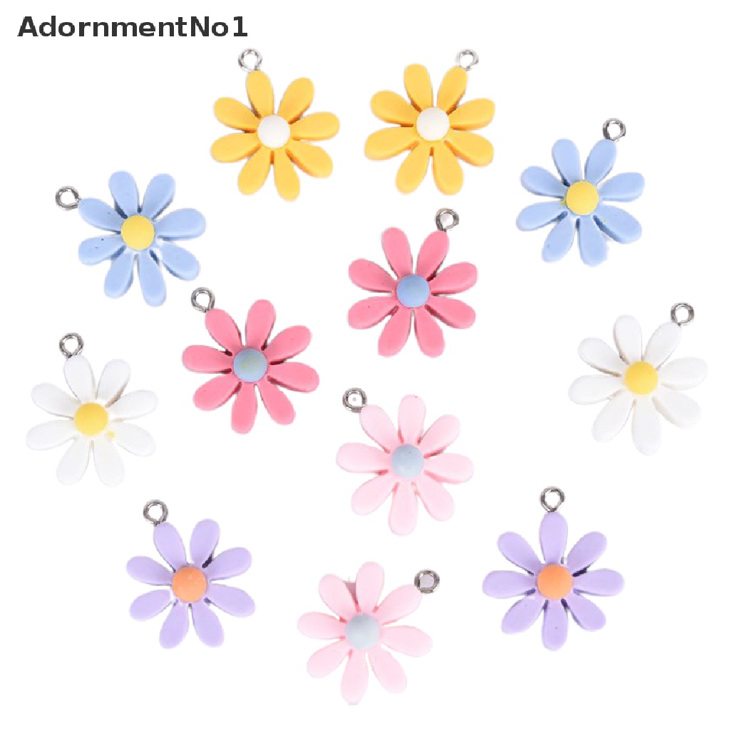 (AdornmentNo1) 10pcs / Set Liontin Bunga Matahari / Daisy Bahan Resin Untuk Membuat Perhiasan DIY