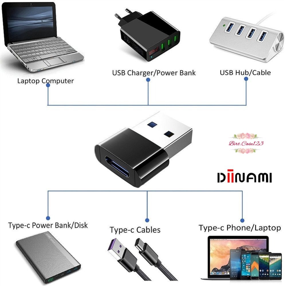 DM-G02 DIINAMI sambungan tipe c ke usb OTG USB Type C Female to USB A Male Adapter Converter Connector BC6630