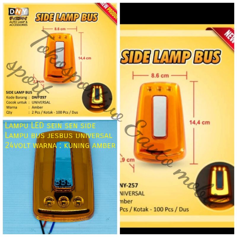 Lampu LED sein sen Side Lamp LED Bus Jetbus mobil universal 24volt LED kuning amber