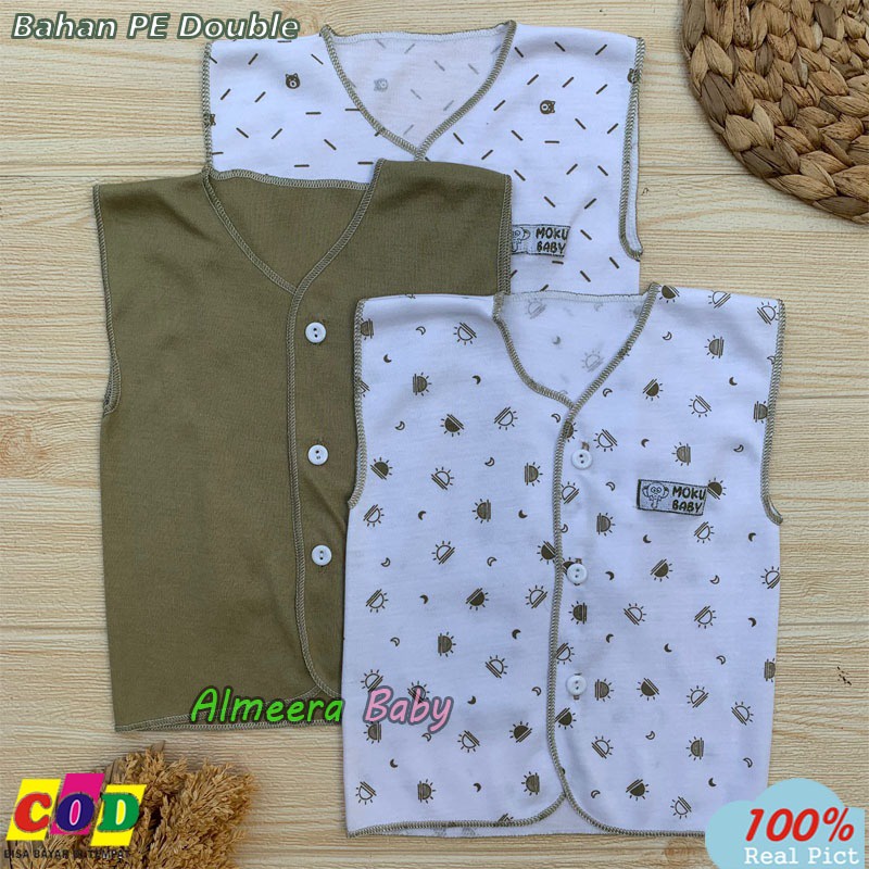 Isi 3 Baju Bayi Baru Lahir Baju Lengan Kutung Singlet Bayi Usia 0-3 Bulan Seri Army Almeera Baby and Kids