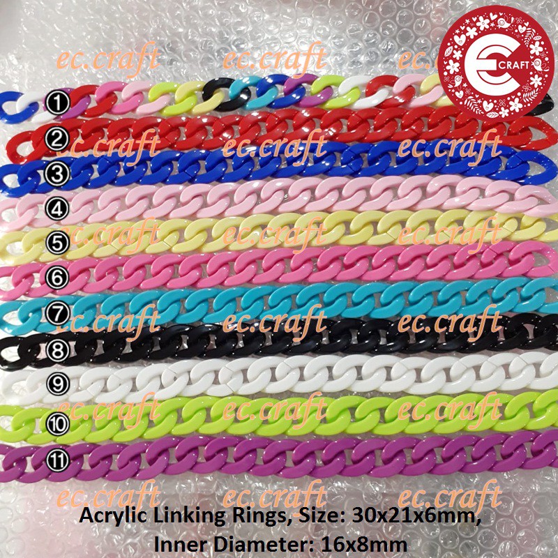 

1 PACK (20 PCS) MANIK MANIK ACRYLIC CHAIN 30x21MM RANTAI TAS HANDMADE