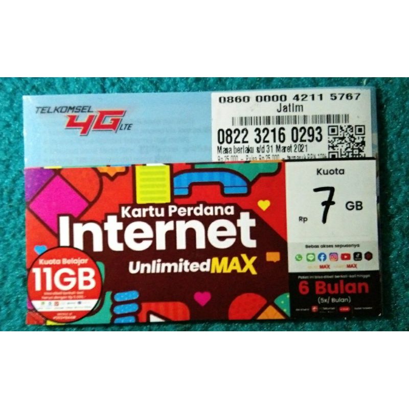 KARTU TELKOMSEL 7 GB MASA KUOTA 2 BULAN