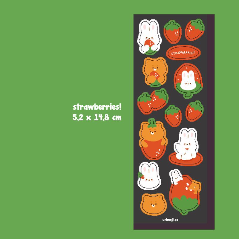 

URIMOJI.CO - Strawberries! mini sticker sheet