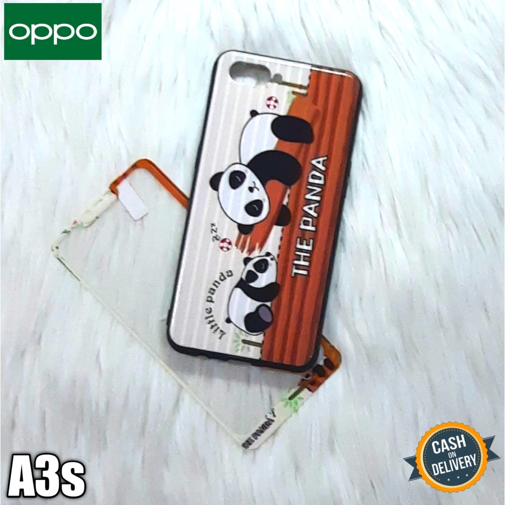 oppo A3s case 360 motif + tempered glass silikon hp softshell softcase