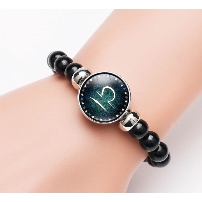 Gelang Kayu Kulit Asli Zodiak Zodiac Astronomy Trendy Pria Wanita