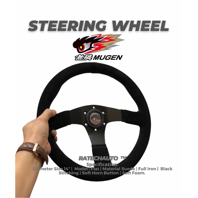 MUGEN EYES SUEDE STEERING WHEEL-STIR MUGEN EYES SUEDE-STIR MUGEN-STIR HONDA MUGEN-SETIR RACING MUGEN