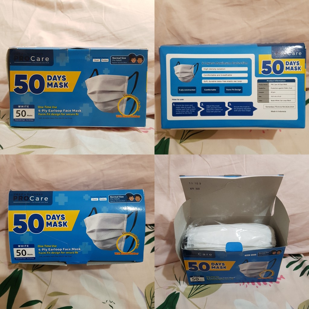Masker Bedah ProCare Pro Care 4 ply 1 Box 50 pcs