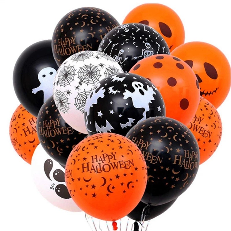 10 Pcs Balon Latex Tebal Ukuran 12 Inch Motif Labu Kelelawar Laba-Laba Untuk Dekorasi Pesta Halloween