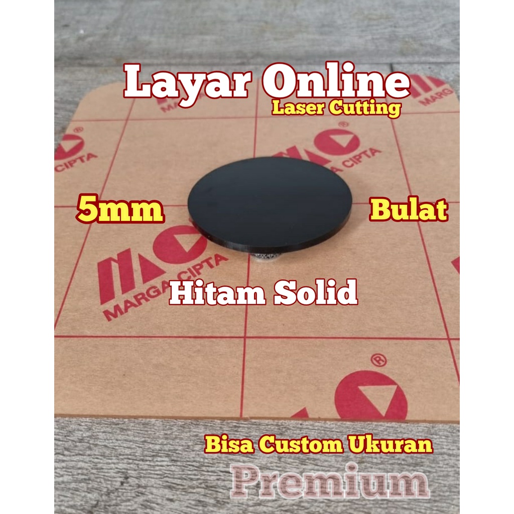 Premium Acrylic Hitam Solid 5mm Diameter 64cm Akrilik Laser Cutting Bulat Potongan